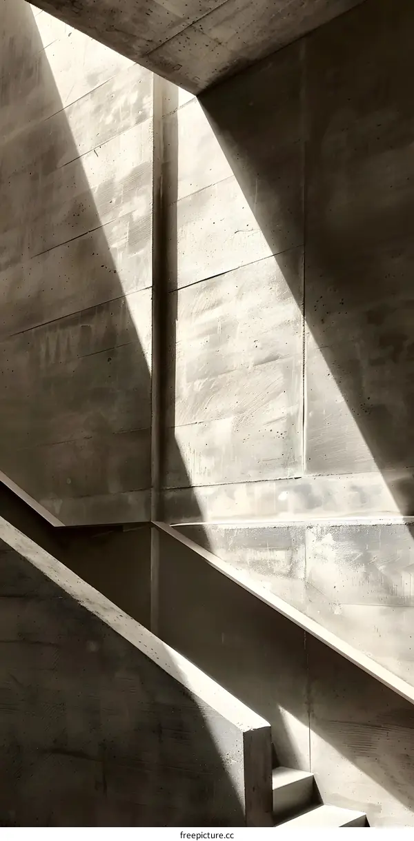 Concrete Staircase with Light and Shadow