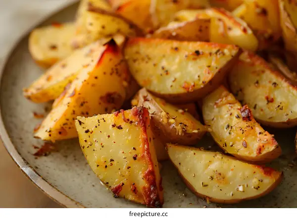 Close Up Of Seasoned Potato Wedges