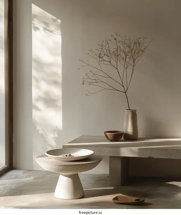 A Minimalist Interior Design with a Single Plant