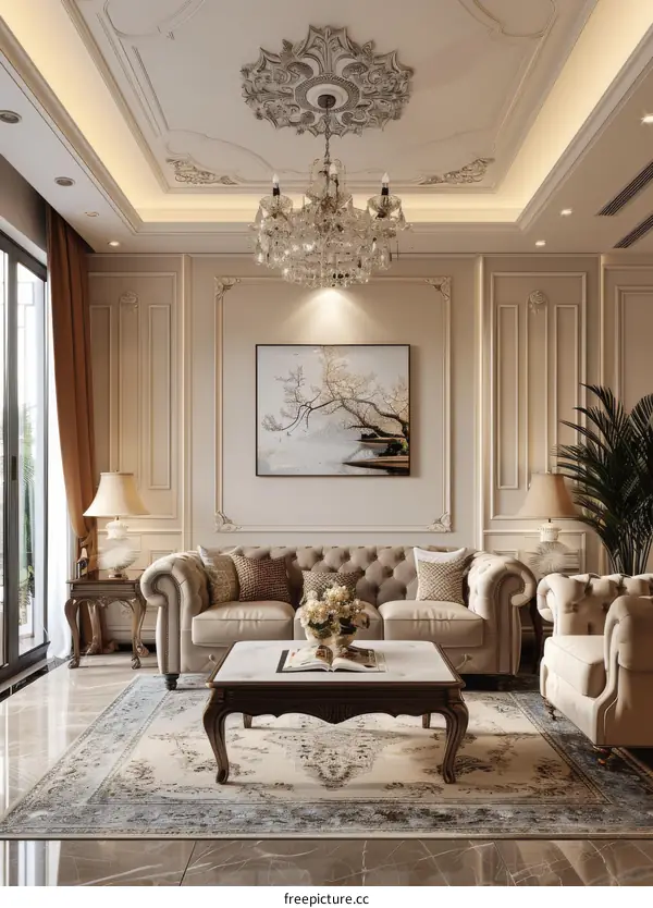 Elegant Living Room Interior Design with Classic Decor