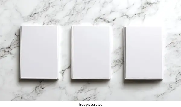 Blank White Cards on Marble Surface Mockup