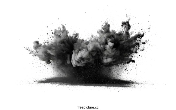 [Transparent Background PNG]Abstract Black Ink Explosion on White Background