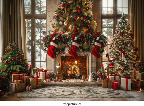Christmas Tree and Fireplace Decor