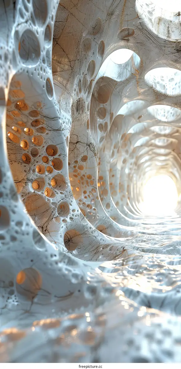Abstract Tunnel of White Marble