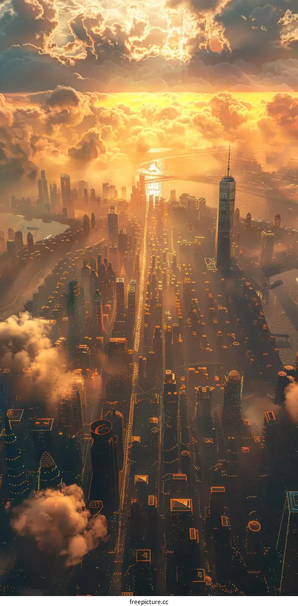 Manhattan Skyline at Sunset by the Hudson River