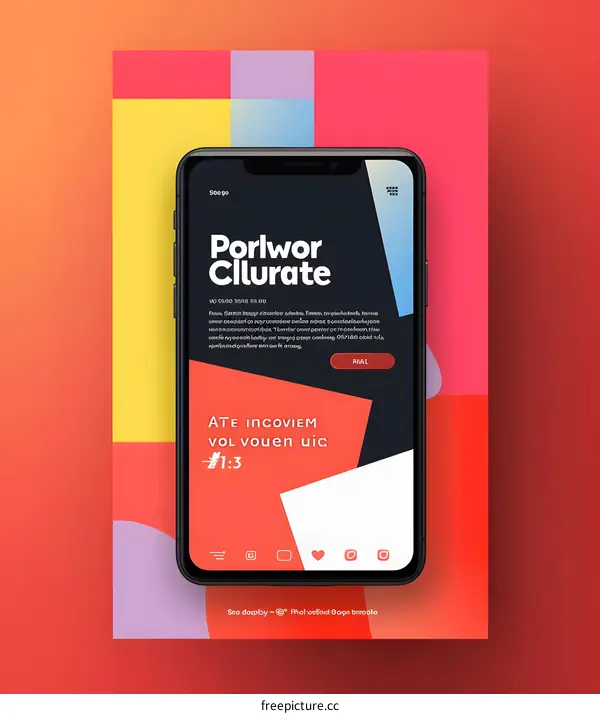 Mobile Phone Screen with Colorful Background and Text