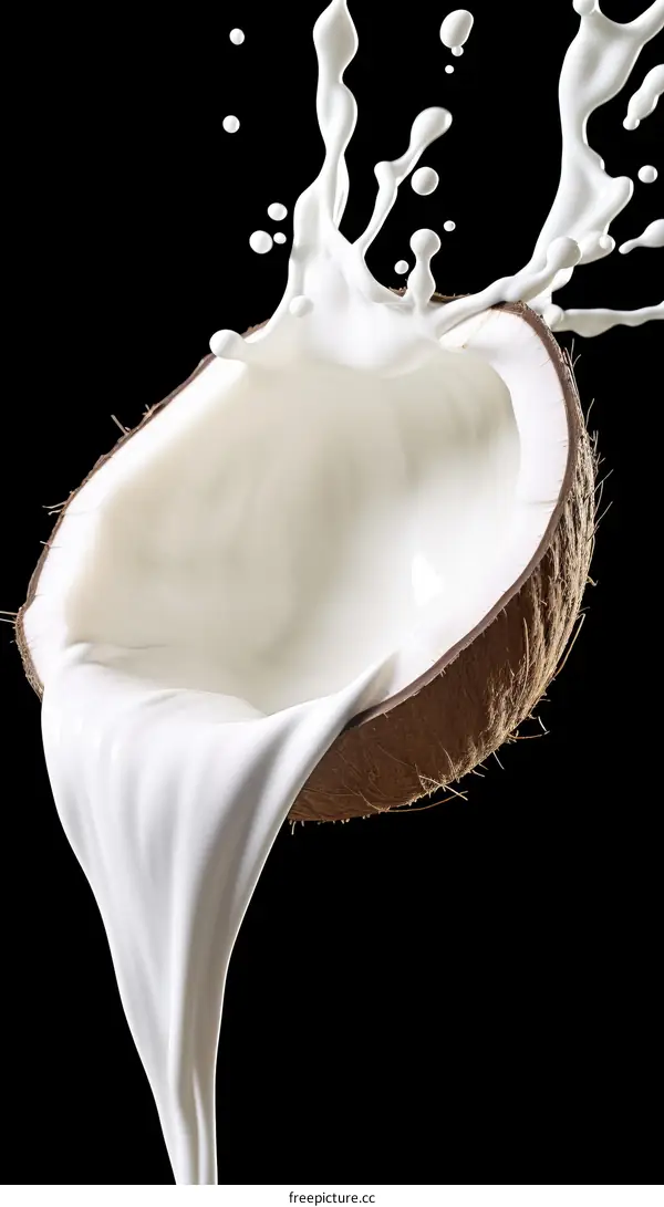 Coconut Milk Splashing from a Coconut