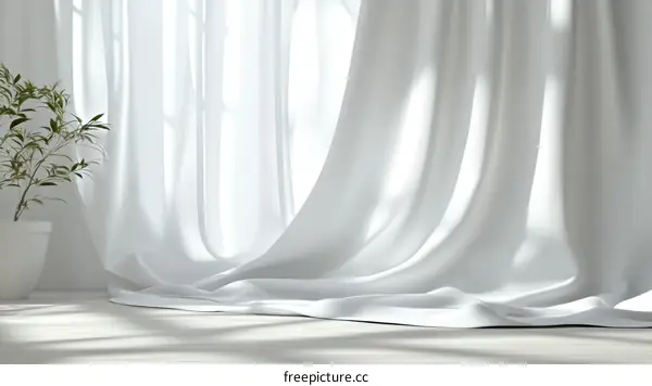 White Curtains Draped in a Modern Room