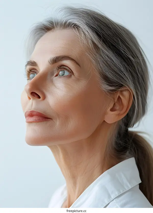 Portrait of a Mature Woman with Gray Hair