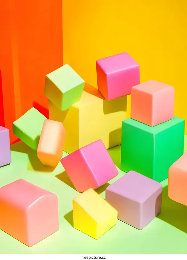 Abstract Colorful Geometric Shapes in Bright Colors