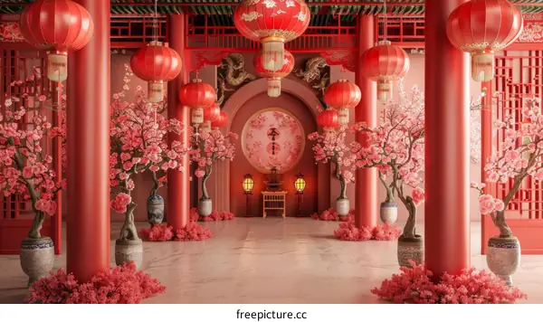 Chinese style wedding scene construction renderings interior design