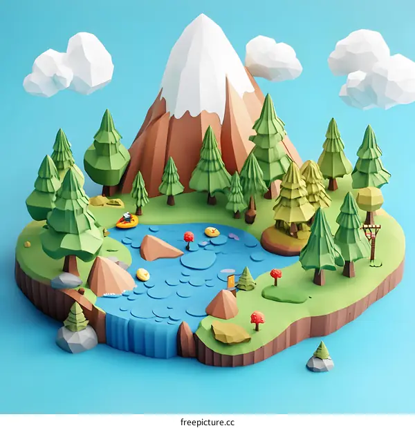 Low Poly Forest Landscape Illustration