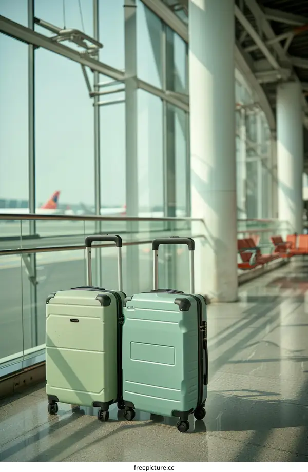 Two suitcases in the airport