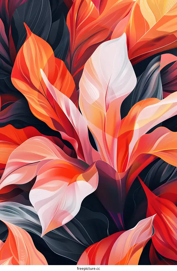 Abstract Digital Illustration of Colorful Leaves