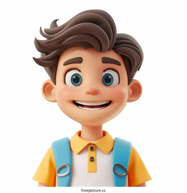 Portrait of a happy smiling school boy with backpack