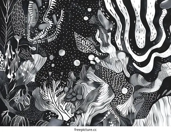 Abstract Watercolor Painting of a Fantasy Forest