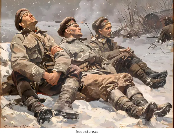 Three Soldiers in the Snow