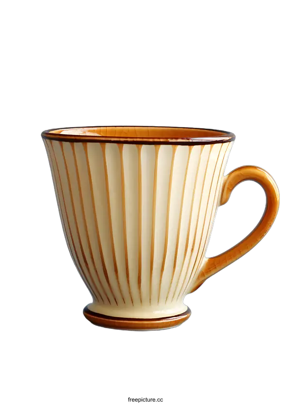 [Transparent Background PNG]Cream and brown ceramic mug