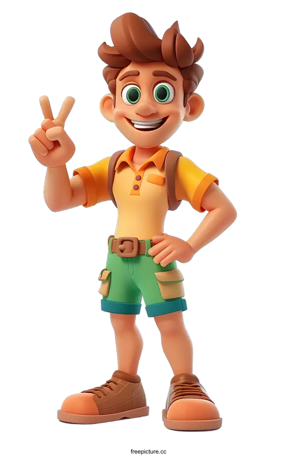 [Transparent Background PNG]a cartoon character of a boy scout