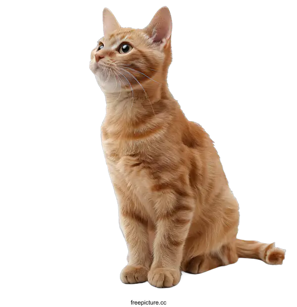 [Transparent Background PNG]Cute Orange Kitten Sitting on White Background