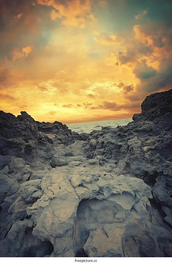 Rocky Landscape with Dramatic Sky