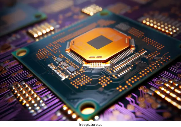 A close-up of a computer chip.