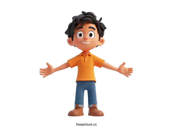 [Transparent Background PNG]3d rendering of a cute cartoon boy