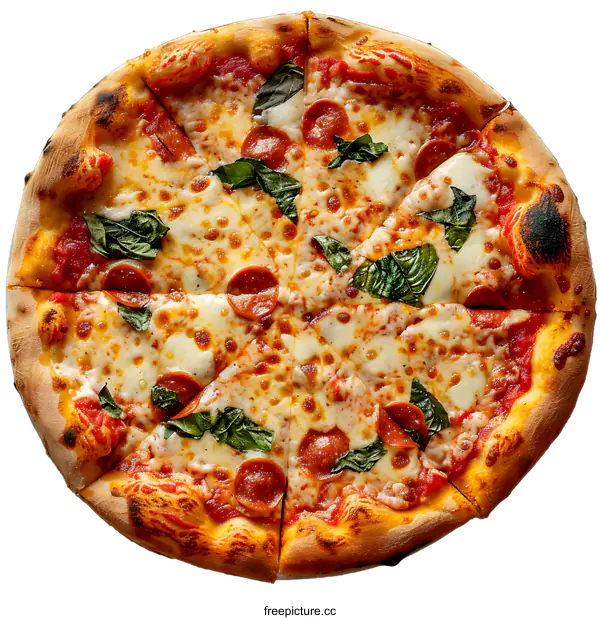 [Transparent Background PNG]Delicious pepperoni pizza isolated on white background