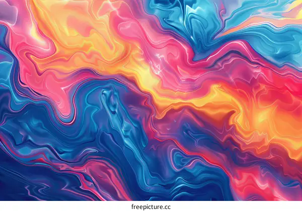 Abstract Colorful Fluid Painting with Bold Brushstrokes