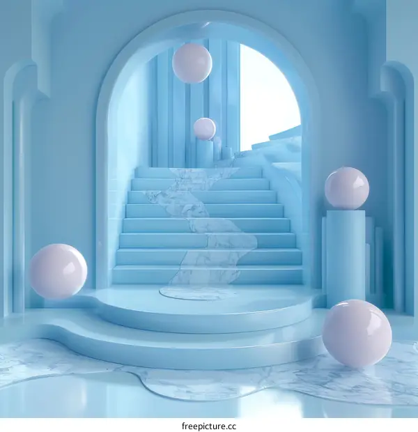 Light Blue Minimalist Geometric Stairway