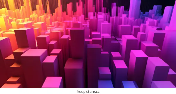 Abstract Cityscape with Neon Lights