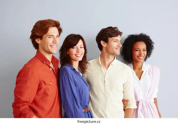 Four Diverse Friends Standing Together