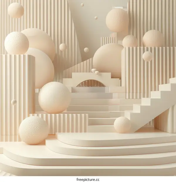 Abstract Geometric Beige Scene Design