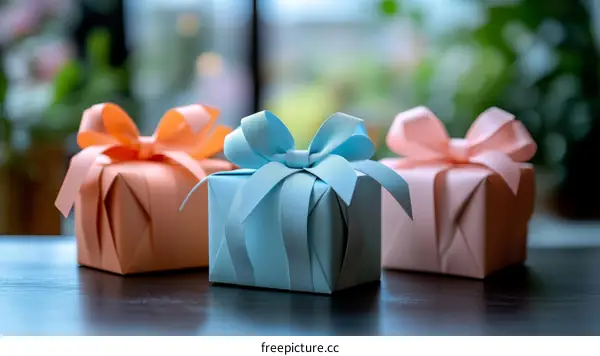 Three Gift Boxes with Bows