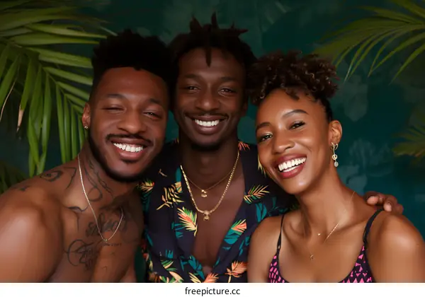 Three Smiling Friends Posing For A Photo