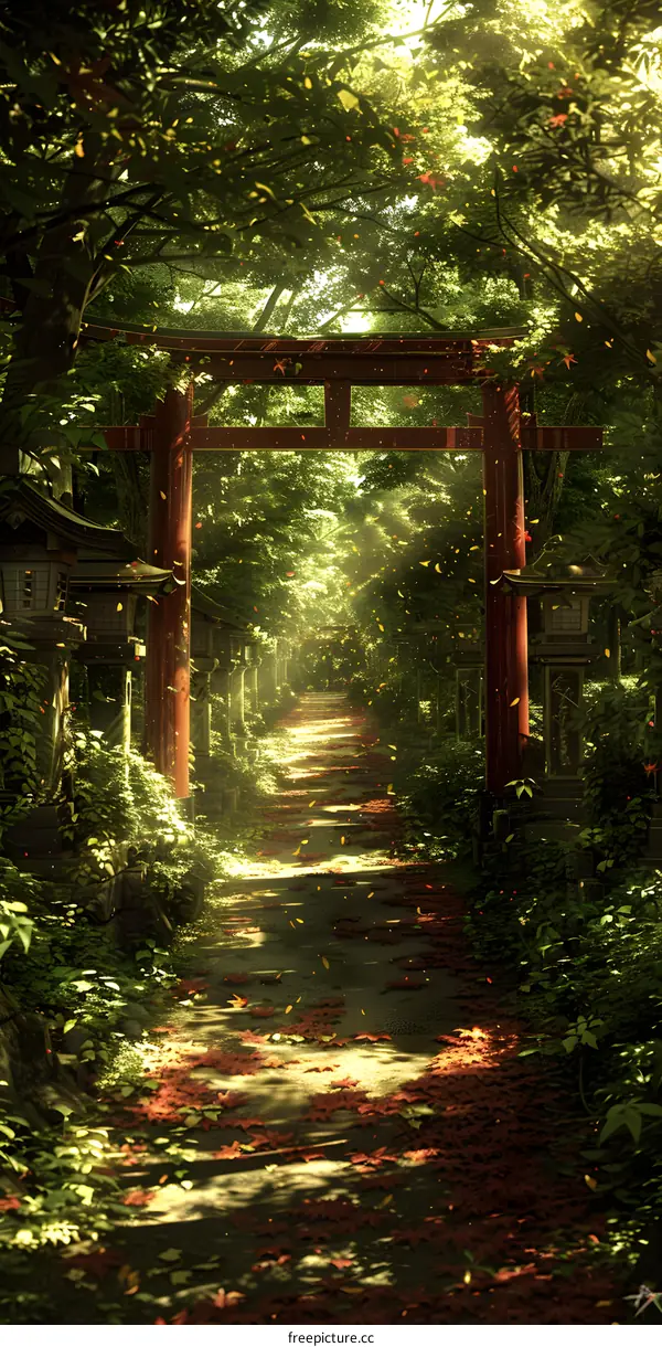 The path of red torii gates in the forest
