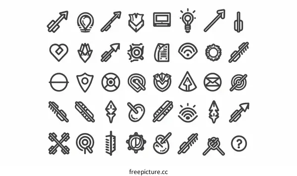 A set of outline icons representing various concepts