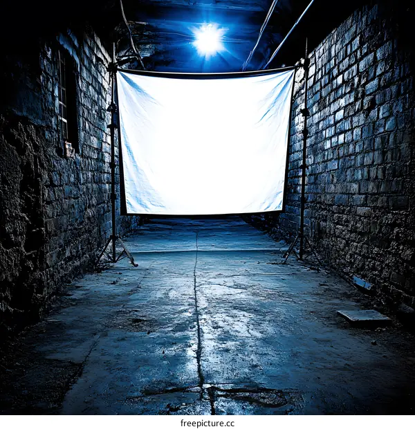 Empty Brick Tunnel With White Screen