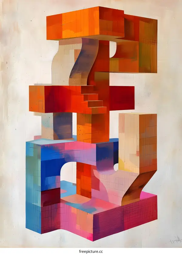 Abstract Geometric Composition of Colorful Blocks