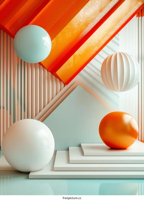 Geometric Abstraction with Blue and Orange