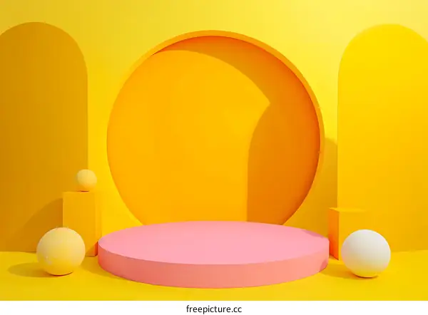 Abstract Minimalist Yellow and Pink 3D Rendered Background