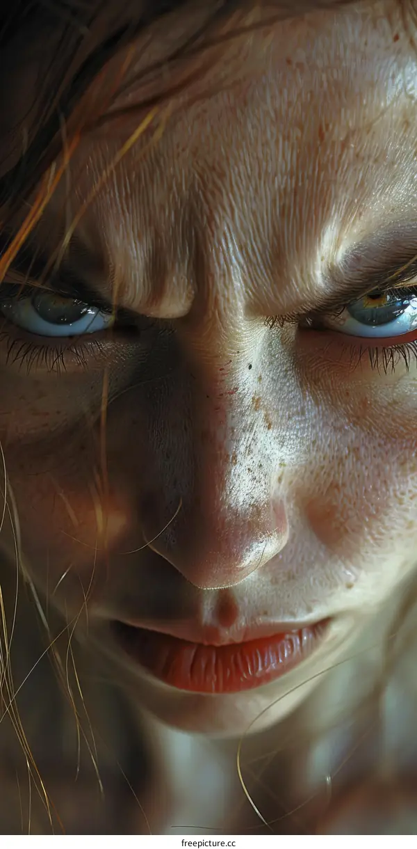 Close-up Portrait of an Angry Woman