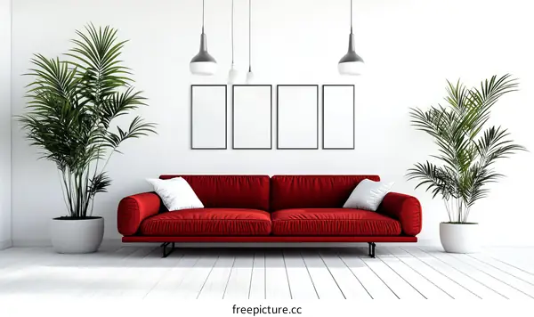 Modern Red Sofa Interior Design