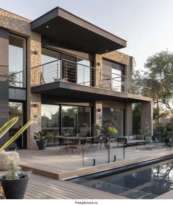 Modern luxury villa with pool and terrace