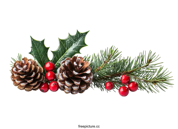 [Transparent Background PNG]Christmas Decoration Arrangement with Pine Cone Holly and Berries