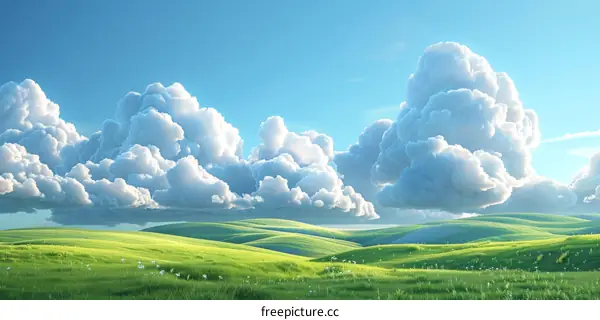 Stunning Summer Landscape with Fluffy Clouds