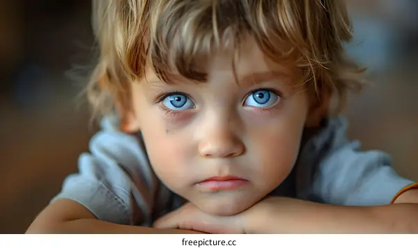 Portrait of a young boy with blue eyes