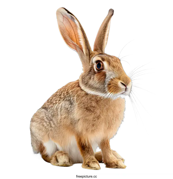 [Transparent Background PNG]Alert Rabbit on White Background