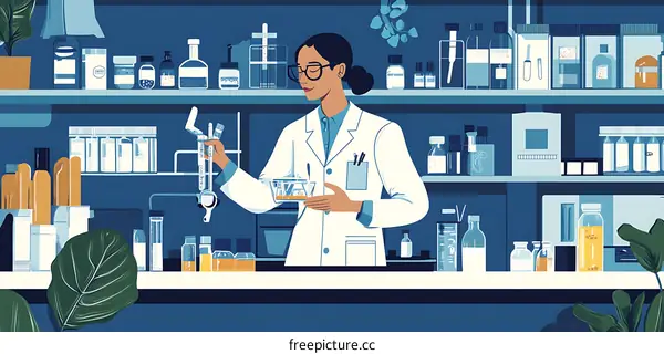 Woman Scientist Mixing Liquid in Lab