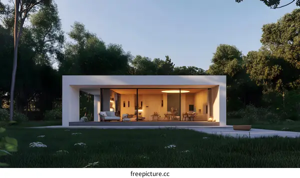 Modern Minimalist House Design with Glass Walls and Wooden Interior